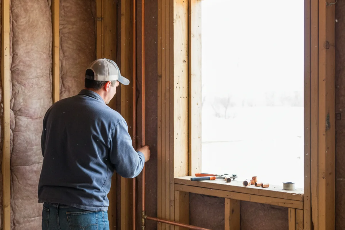 Licensed plumber running new copper supply lines in a Holy Cross home