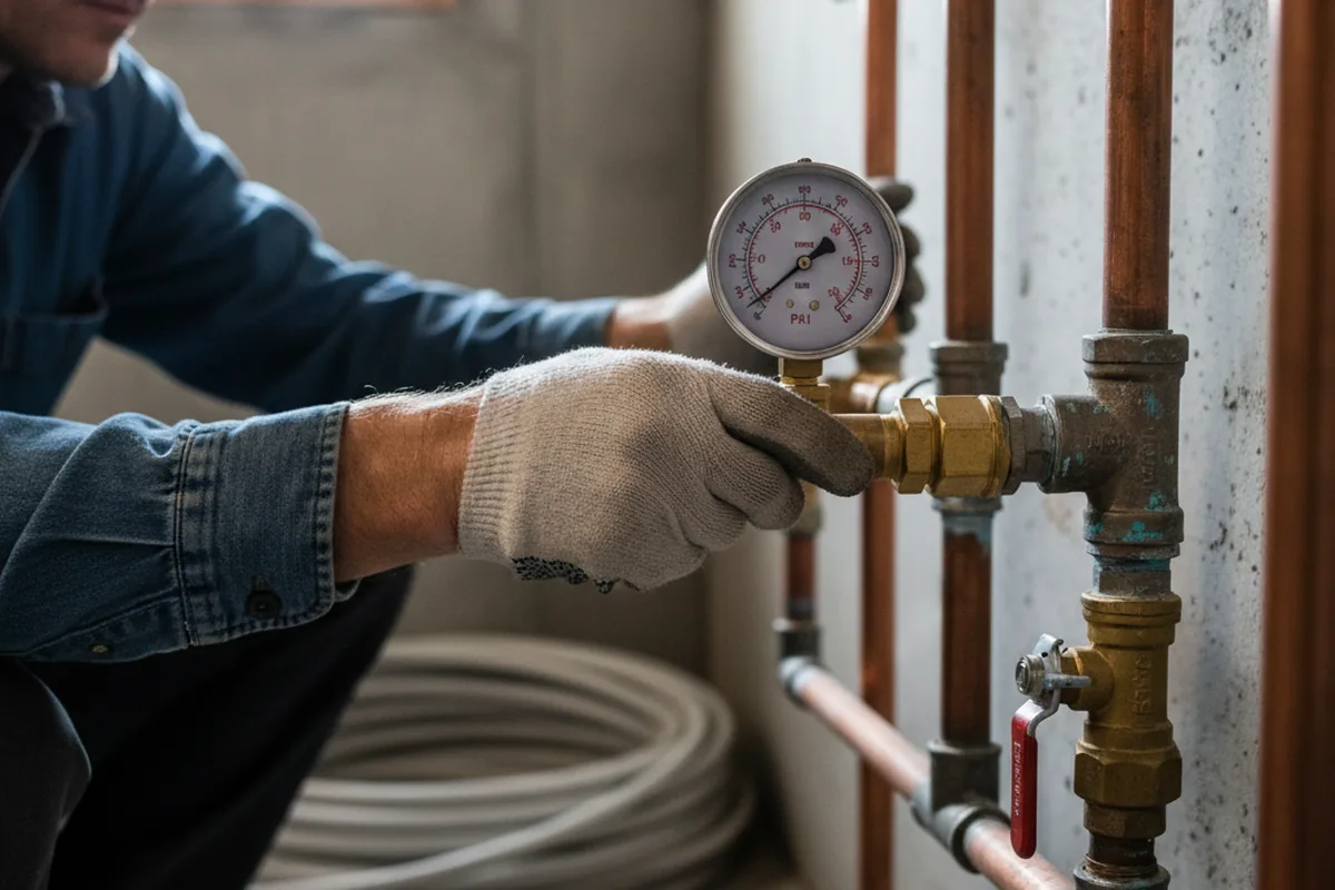 Pressure testing a repaired line during Water Line Repair in Holy Cross